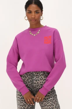 Sweat Violet Avec "Mon Amour Paris" Orange