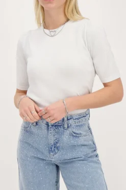 Top à Manches Courtes En Lurex Argenté