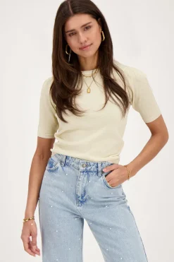 Top à Manches Courtes En Lurex Doré