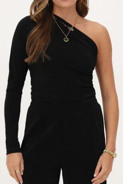Top à Une Manche En Lurex Noir