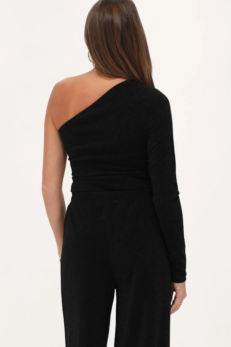 Top à Une Manche En Lurex Noir