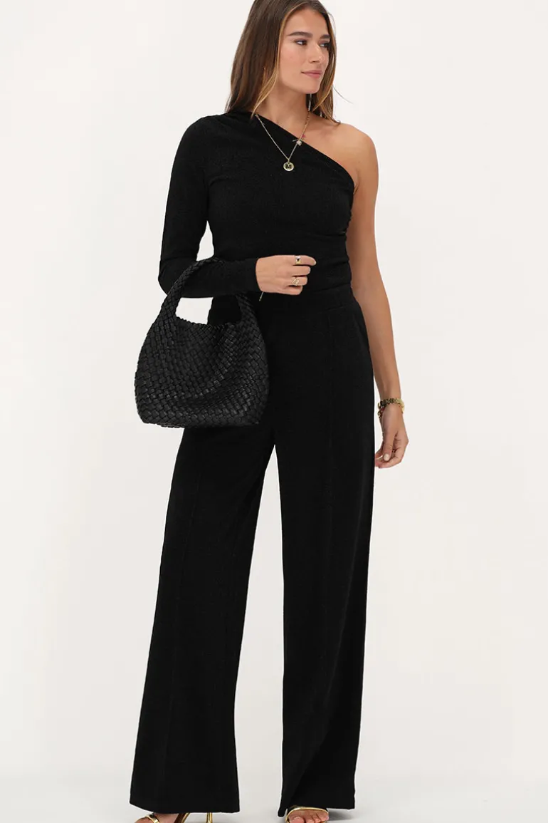 Top à Une Manche En Lurex Noir