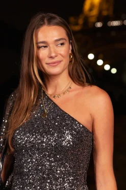 Top Argenté à Une Manche Bouffante