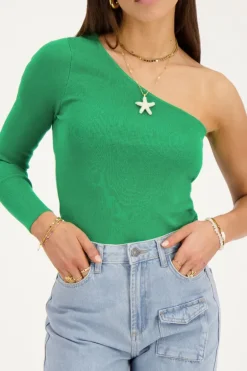 Top Asymétrique à Manche Longue Vert