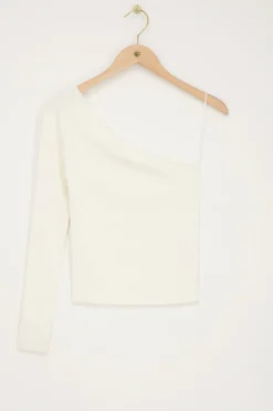 Top Asymétrique à Manche Longue Blanc