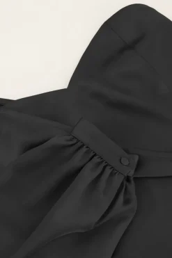 Top Asymétrique Corset Noir Satiné