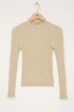 Top Beige à Volants Et Manches Longues