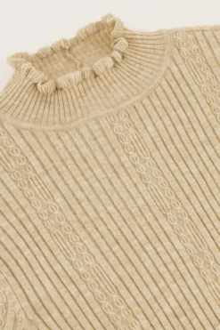 Top Beige à Volants Et Manches Longues