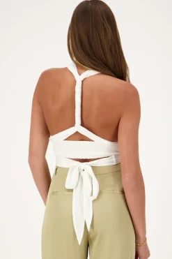 Top Blanc à Plusieurs Couches En Matière Lurex