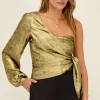 Top Bustier Asymétrique à Manche Longue Doré