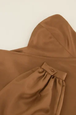 Top Bustier Asymétrique à Manche Longue Marron