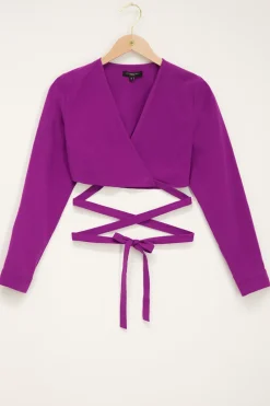 Top Cache-cœur Violet Effet Lin