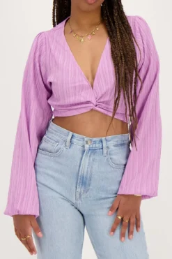 Top Court Violet Avec Noeuds