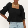 Top En Jacquard Noir Avec Péplum