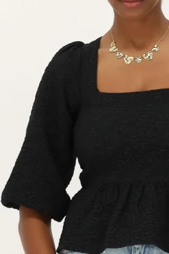 Top En Jacquard Noir Avec Péplum