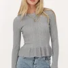 Top Peplum Argenté Avec Lurex