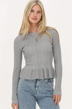 Top Peplum Argenté Avec Lurex