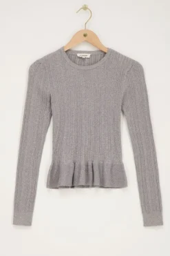Top Peplum Argenté Avec Lurex