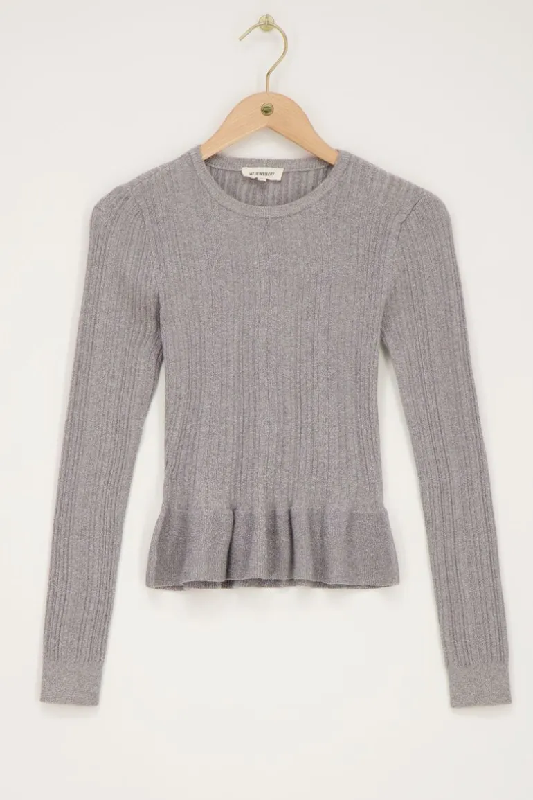 Top Peplum Argenté Avec Lurex