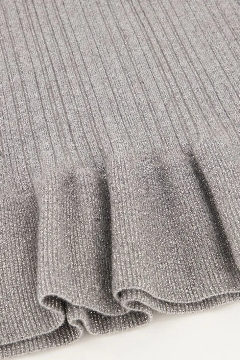 Top Peplum Argenté Avec Lurex