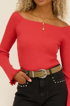 Top Rouge à Manches évasées