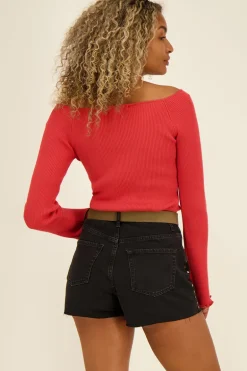 Top Rouge à Manches évasées