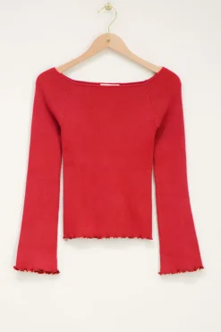 Top Rouge à Manches évasées