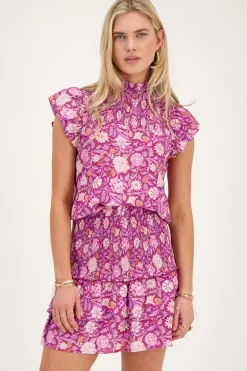 Top Violet Avec Imprimé Floral Rose Et Blouse