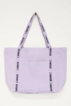 Tote Bag Lilas En Lin L'amour