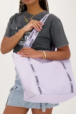 Tote Bag Lilas En Lin L'amour