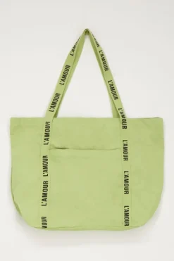 Tote Bag Vert Menthe En Lin L'amour