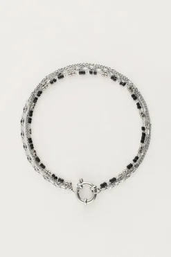 Triple Bracelet Avec Perles Noires