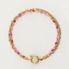 Triple Bracelet Avec Perles Rouges Et Roses