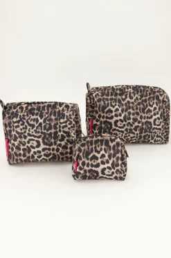 Trousse De Toilette Marron Avec Imprimé Léopard
