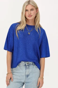 T-shirt Bleu Oversize Avec Lurex