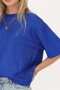 T-shirt Bleu Oversize Avec Lurex