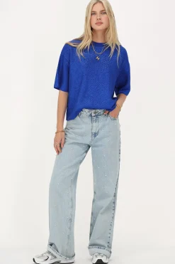 T-shirt Bleu Oversize Avec Lurex