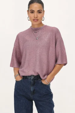 T-shirt Rose Oversize Avec Lurex