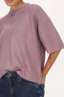 T-shirt Rose Oversize Avec Lurex