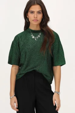 T-shirt Vert Oversize Avec Lurex