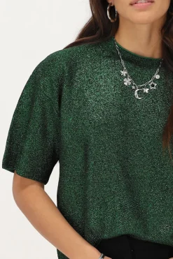 T-shirt Vert Oversize Avec Lurex