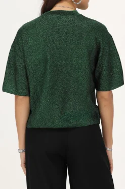 T-shirt Vert Oversize Avec Lurex