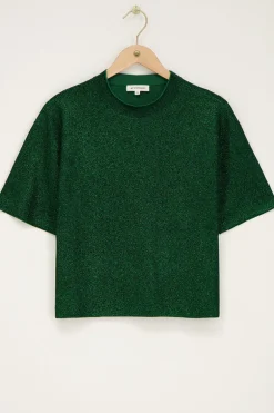 T-shirt Vert Oversize Avec Lurex