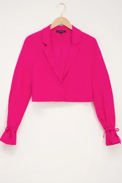 Veste Courte Rose En Lin
