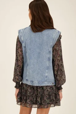 Veste En Denim Bleu Sans Manches