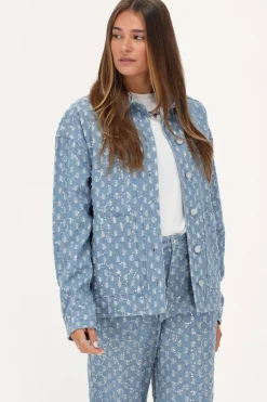 Veste En Jean Bleu Avec Paillettes