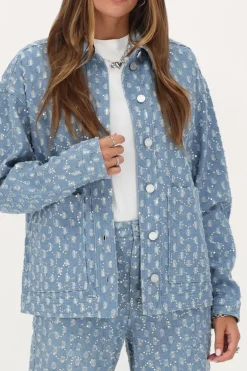 Veste En Jean Bleu Avec Paillettes