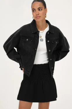 Veste En Jean Noir à Volants