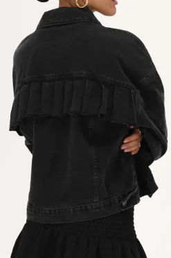 Veste En Jean Noir à Volants