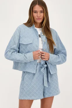 Veste En Jean Tissé Bleu